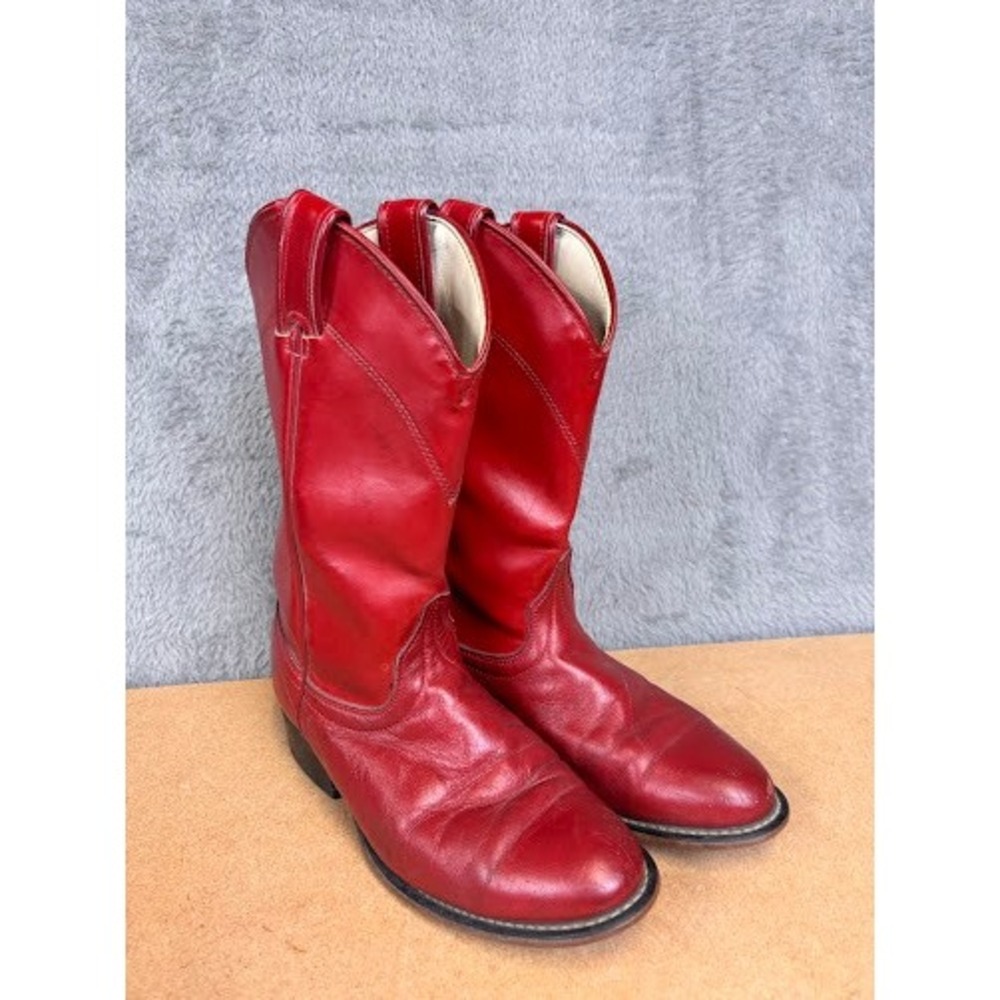 Vintage Laredo Red Leather Western Cowboy Boots Womens 6 M Made in USA 32066